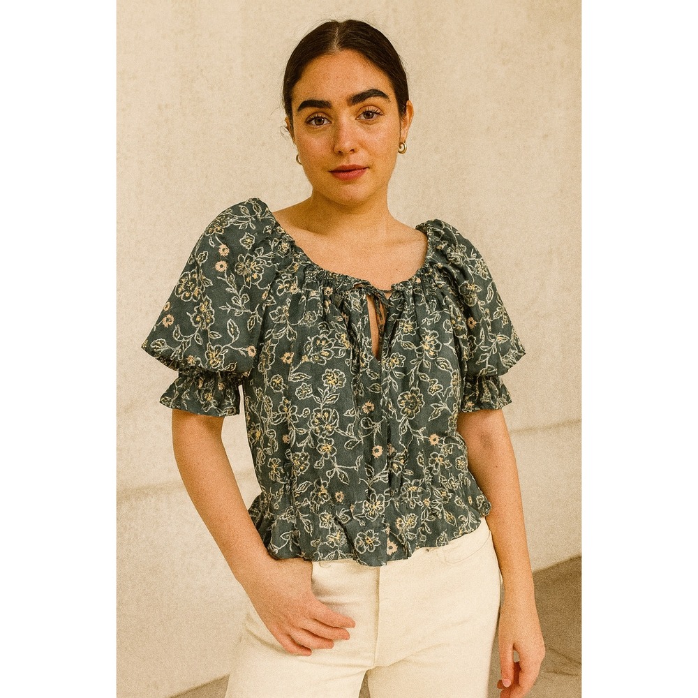 J.Crew Floral Peasant Blouse – Size L (100% Cotton)